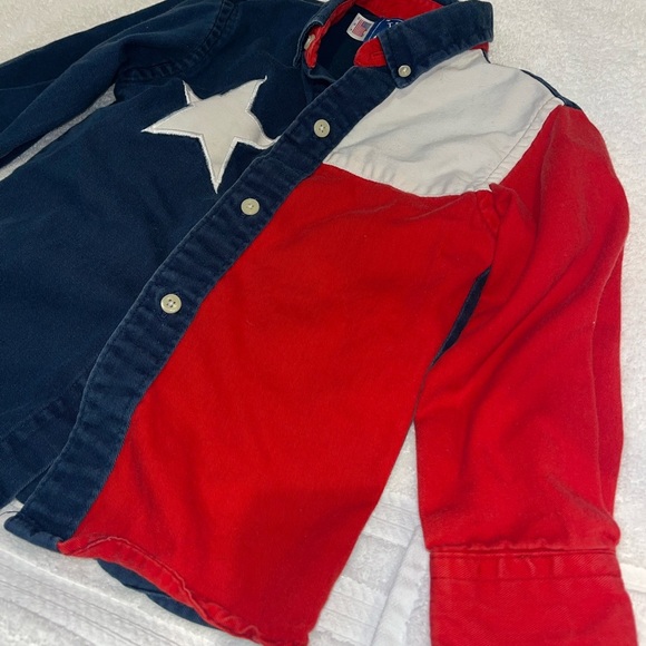 Texas Cotton Texas Flag Shirt Toddler Boy Size 4 Long Sleeve Button Up Star - Picture 4 of 6